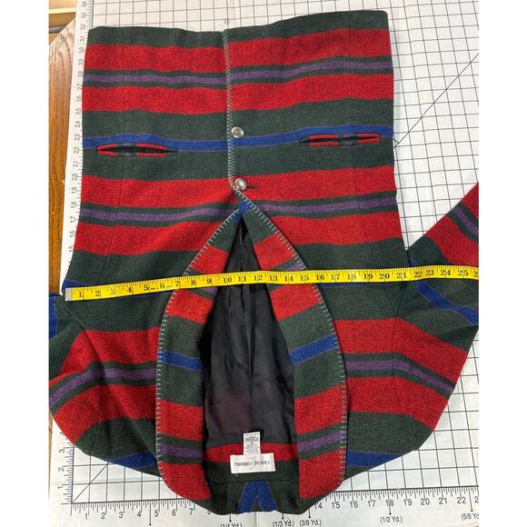 Casual Corner Vintage Red Wool Blend Aztec Western Country Blazer Women 10 - Picture 8 of 8